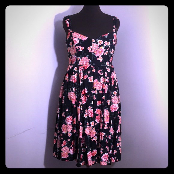 torrid Dresses & Skirts - TORRID Black and Pink Floral Fit and Flare Dress